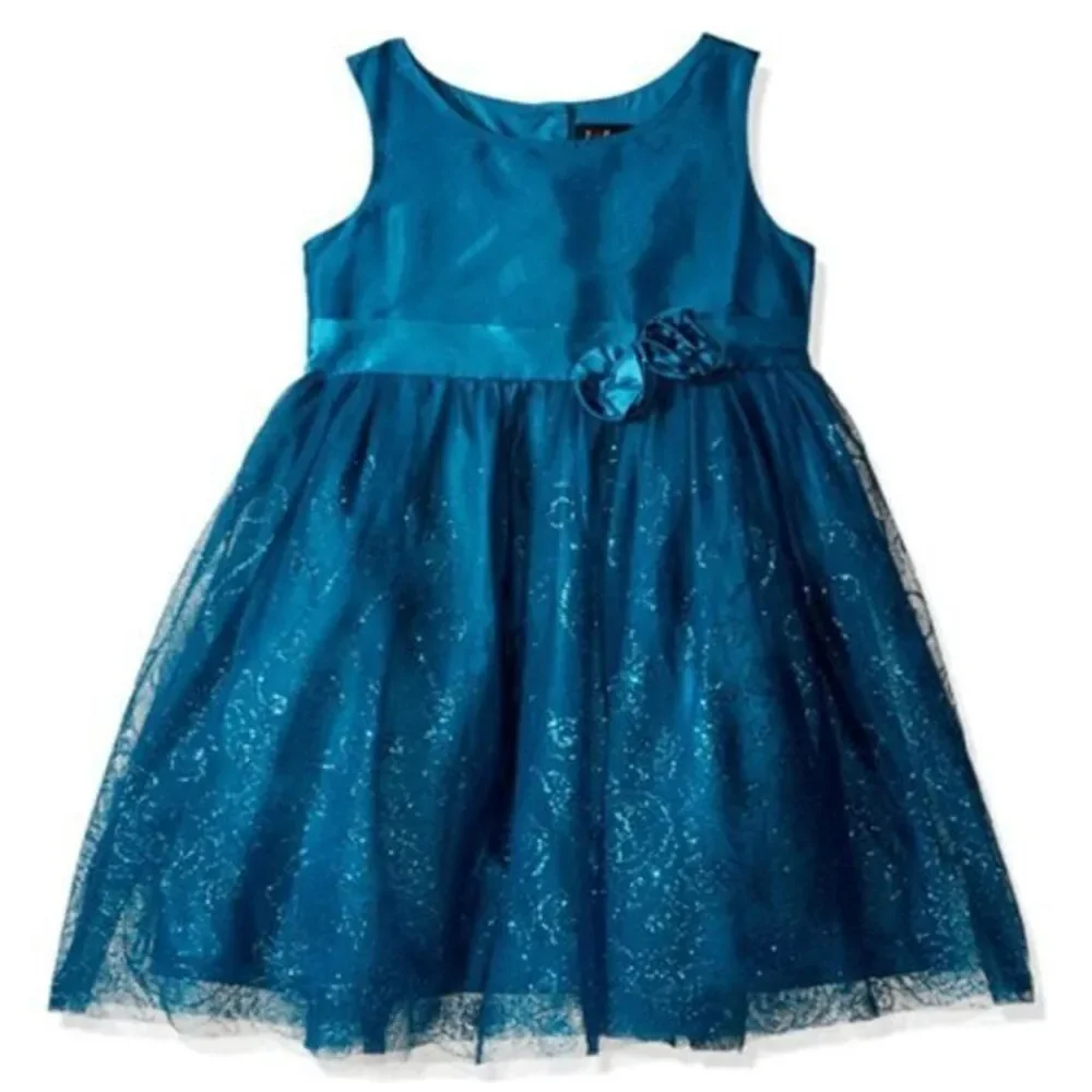 Lilt Girls' Floral Glitter Mesh Dress Size 6